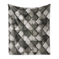 thumbnail image 1 of Modern Soft Flannel Fleece Throw Blanket, Geometrical Design with Grey Ombre Colored Squares Print, Cozy Plush for Indoor and Outdoor Use, 70" x 90", Charcoal Grey White, by Ambesonne, 1 of 5