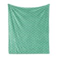 thumbnail image 1 of Modern Soft Flannel Fleece Throw Blanket, Geometrical Line Art Waves Oval Shapes Optical Illusion Pattern, Cozy Plush for Indoor and Outdoor Use, 50" x 60", Pale Orange Turquoise, by Ambesonne, 1 of 6