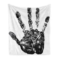 thumbnail image 1 of Modern Soft Flannel Fleece Throw Blanket, Hand Print with Human Fingers in Grunge Motley Identity Stamp Touch Display, Cozy Plush for Indoor and Outdoor Use, 70" x 90", Black, by Ambesonne, 1 of 5