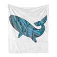 thumbnail image 1 of Modern Soft Flannel Fleece Throw Blanket, Humpback Whale by Abstract Sea Underwater Artwork Print, Cozy Plush for Indoor and Outdoor Use, 60" x 80", Teal Blue Dried Rose, by Ambesonne, 1 of 5