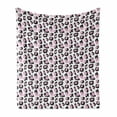 thumbnail image 1 of Modern Soft Flannel Fleece Throw Blanket, Leopard Spots Style Animal Print Digital Brushstroke Camouflage Like, Cozy Plush for Indoor and Outdoor Use, 50" x 60", Baby Pink Charcoal Grey, by Ambesonne, 1 of 5