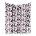 thumbnail image 1 of Modern Soft Flannel Fleece Throw Blanket, Leopard Spots Style Animal Print Digital Brushstroke Camouflage Like, Cozy Plush for Indoor and Outdoor Use, 60" x 80", Baby Pink Charcoal Grey, by Ambesonne, 1 of 5