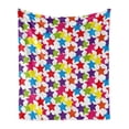 thumbnail image 1 of Modern Soft Flannel Fleece Throw Blanket, Little Rainbow Colored Funky Stars Kids Nursery Boys Girls Theme Print, Cozy Plush for Indoor and Outdoor Use, 50" x 70", Multicolor, by Ambesonne, 1 of 6
