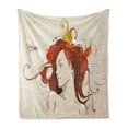 thumbnail image 1 of Modern Soft Flannel Fleece Throw Blanket, Muse Woman Portrait in Grunge Style Hand Drawn Mystic Beauty Picture, Cozy Plush for Indoor and Outdoor Use, 50" x 60", Beige Dark Orange, by Ambesonne, 1 of 5