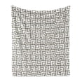 thumbnail image 1 of Modern Soft Flannel Fleece Throw Blanket, Mysterious Vintage Maze Modern Shape in Squares Lines Work of Art Print, Cozy Plush for Indoor and Outdoor Use, 50" x 60", Sage Green and White, by Ambesonne, 1 of 5