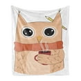 thumbnail image 1 of Modern Soft Flannel Fleece Throw Blanket, Owl with a Cup of Coffee and Scarf Student Midterms Humor Illustration, Cozy Plush for Indoor and Outdoor Use, 60" x 80", Cinnamon Sand Brown, by Ambesonne, 1 of 6
