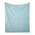 thumbnail image 1 of Modern Soft Flannel Fleece Throw Blanket, Pool Water Wavy Lines Circled Web Like Design with Backdrop Art Print, Cozy Plush for Indoor and Outdoor Use, 70" x 90", Pale Blue and White, by Ambesonne, 1 of 6