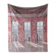 thumbnail image 1 of Modern Soft Flannel Fleece Throw Blanket, Red Brick Wall Loft Interior with Windows to City Urban Contemporary Design Print, Cozy Plush for Indoor and Outdoor Use, 50" x 70", Multicolor, by Ambesonne, 1 of 5