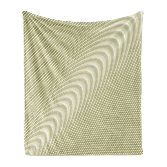 Modern Soft Flannel Fleece Throw Blanket, Simplistic Circular Circles Wave Spirals Peaceful Minimalist Artwork Print, Cozy Plush for Indoor and Outdoor Use, 50" x 60", Eggshell, by Ambesonne