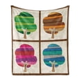 thumbnail image 1 of Modern Soft Flannel Fleece Throw Blanket, Striped Tree Silhouettes in Spring Fall Winter Summer Seasons Artwork Composition, Cozy Plush for Indoor and Outdoor Use, 60" x 80", Multicolor, by Ambesonne, 1 of 5