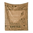 thumbnail image 1 of Modern Soft Flannel Fleece Throw Blanket, Modern Style Typography Word Arrangements Tracking Coffee Themed Beverage Design, Cozy Plush for Indoor and Outdoor Use, 60" x 80", Pale Brown, by Ambesonne, 1 of 6
