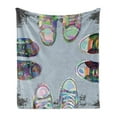 thumbnail image 1 of Modern Soft Flannel Fleece Throw Blanket, Teen Rubber Rebel Rocker Shoes in Street Squad Friends Gang Abstract Image Print, Cozy Plush for Indoor and Outdoor Use, 50" x 60", Multicolor, by Ambesonne, 1 of 5