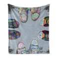 thumbnail image 1 of Modern Soft Flannel Fleece Throw Blanket, Teen Rubber Rebel Rocker Shoes in Street Squad Friends Gang Abstract Image Print, Cozy Plush for Indoor and Outdoor Use, 50" x 70", Multicolor, by Ambesonne, 1 of 6