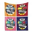 thumbnail image 1 of Modern Soft Flannel Fleece Throw Blanket, Television Radio Channel Signal Digital Sign in 4 Collage Artwork Image Print, Cozy Plush for Indoor and Outdoor Use, 70" x 90", Multicolor, by Ambesonne, 1 of 6