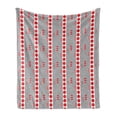 thumbnail image 1 of Modern Soft Flannel Fleece Throw Blanket, Vertical Black Stripes and Big and Small Circles Minimal Lattice Grid, Cozy Plush for Indoor and Outdoor Use, 50" x 70", Vermilion Black White, by Ambesonne, 1 of 5