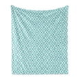 thumbnail image 1 of Modern Soft Flannel Fleece Throw Blanket, Vertical Oval Shapes Pattern with Dots Waves Curves Abstract Design, Cozy Plush for Indoor and Outdoor Use, 50" x 60", Pale Blue White, by Ambesonne, 1 of 6
