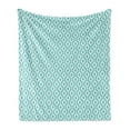 thumbnail image 1 of Modern Soft Flannel Fleece Throw Blanket, Vertical Oval Shapes Pattern with Dots Waves Curves Abstract Design, Cozy Plush for Indoor and Outdoor Use, 60" x 80", Pale Blue White, by Ambesonne, 1 of 6
