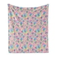 thumbnail image 1 of Modern Soft Flannel Fleece Throw Blanket, Vintage Retro Paris French Design with Landmarks and Florals Art, Cozy Plush for Indoor and Outdoor Use, 60" x 80", Pale Pink and Pale Blue, by Ambesonne, 1 of 5