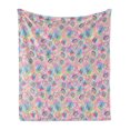 thumbnail image 1 of Modern Soft Flannel Fleece Throw Blanket, Vintage Retro Paris French Design with Landmarks and Florals Art, Cozy Plush for Indoor and Outdoor Use, 70" x 90", Pale Pink and Pale Blue, by Ambesonne, 1 of 5