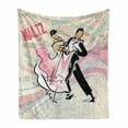 thumbnail image 1 of Modern Soft Flannel Fleece Throw Blanket, Vintage Style Drawn Romantic Danching Couple with Waltz Theme Words, Cozy Plush for Indoor and Outdoor Use, 50" x 60", Multicolor, by Ambesonne, 1 of 6