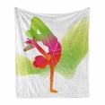 thumbnail image 1 of Modern Soft Flannel Fleece Throw Blanket, Vivid Colorful Sporty Theme Dancer Performing a Show Lines and Wavy Stripes, Cozy Plush for Indoor and Outdoor Use, 50" x 70", Multicolor, by Ambesonne, 1 of 6