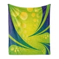 thumbnail image 1 of Modern Soft Flannel Fleece Throw Blanket, Vivid Vibrant Brazil Flag Colored Image Geometrical Details Artwork, Cozy Plush for Indoor and Outdoor Use, 50" x 70", Pale Green and Dark Blue, by Ambesonne, 1 of 5