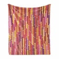 thumbnail image 1 of Modern Soft Flannel Fleece Throw Blanket, Vivid Vibrant Pink and Orange Toned Colored Image in Stripes Lines Shaped Print, Cozy Plush for Indoor and Outdoor Use, 50" x 70", Multicolor, by Ambesonne, 1 of 5
