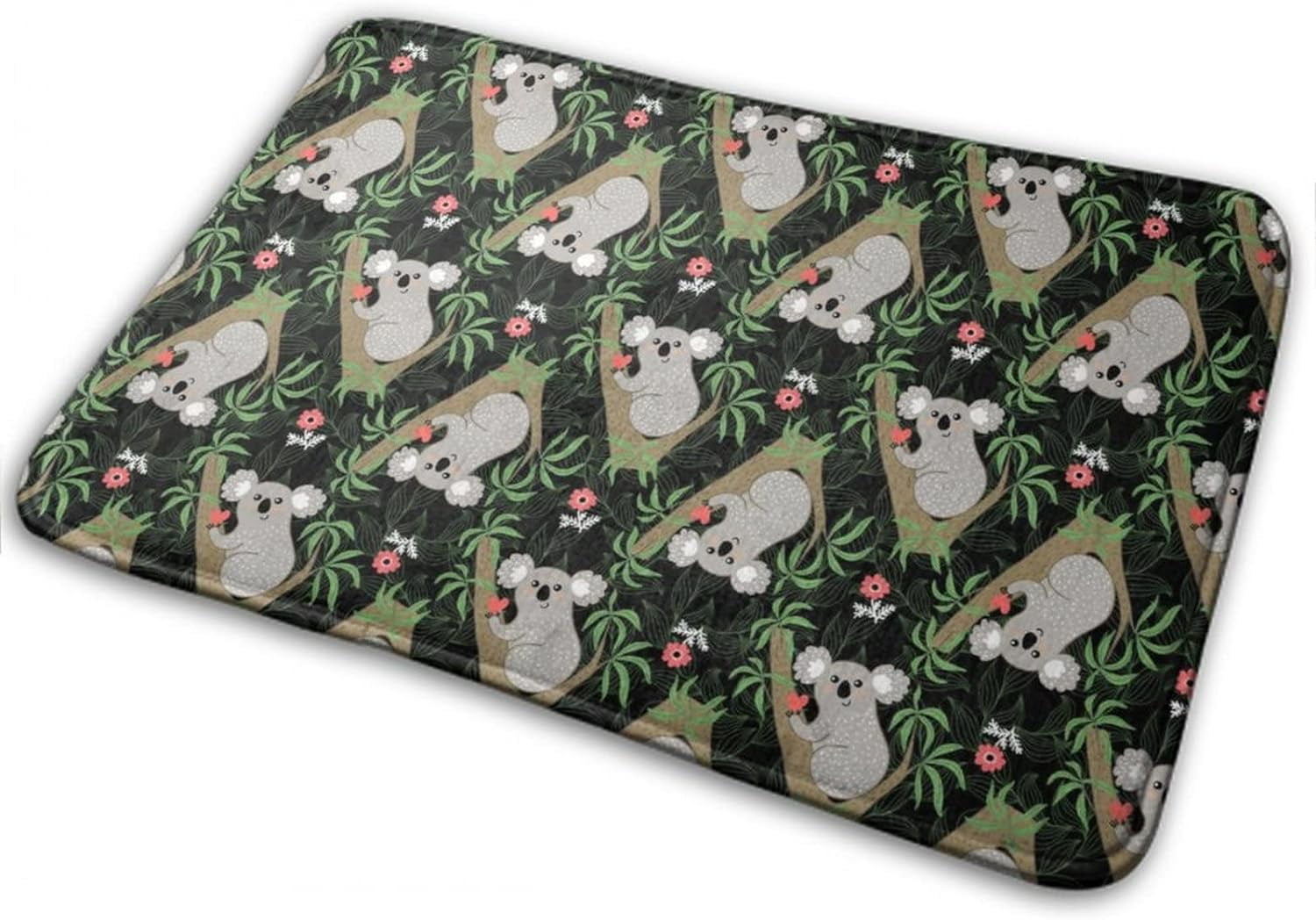 Modern Soft Leaves Flowers Cartoon Koala Bathroom Rugs Bath Mat, Soft