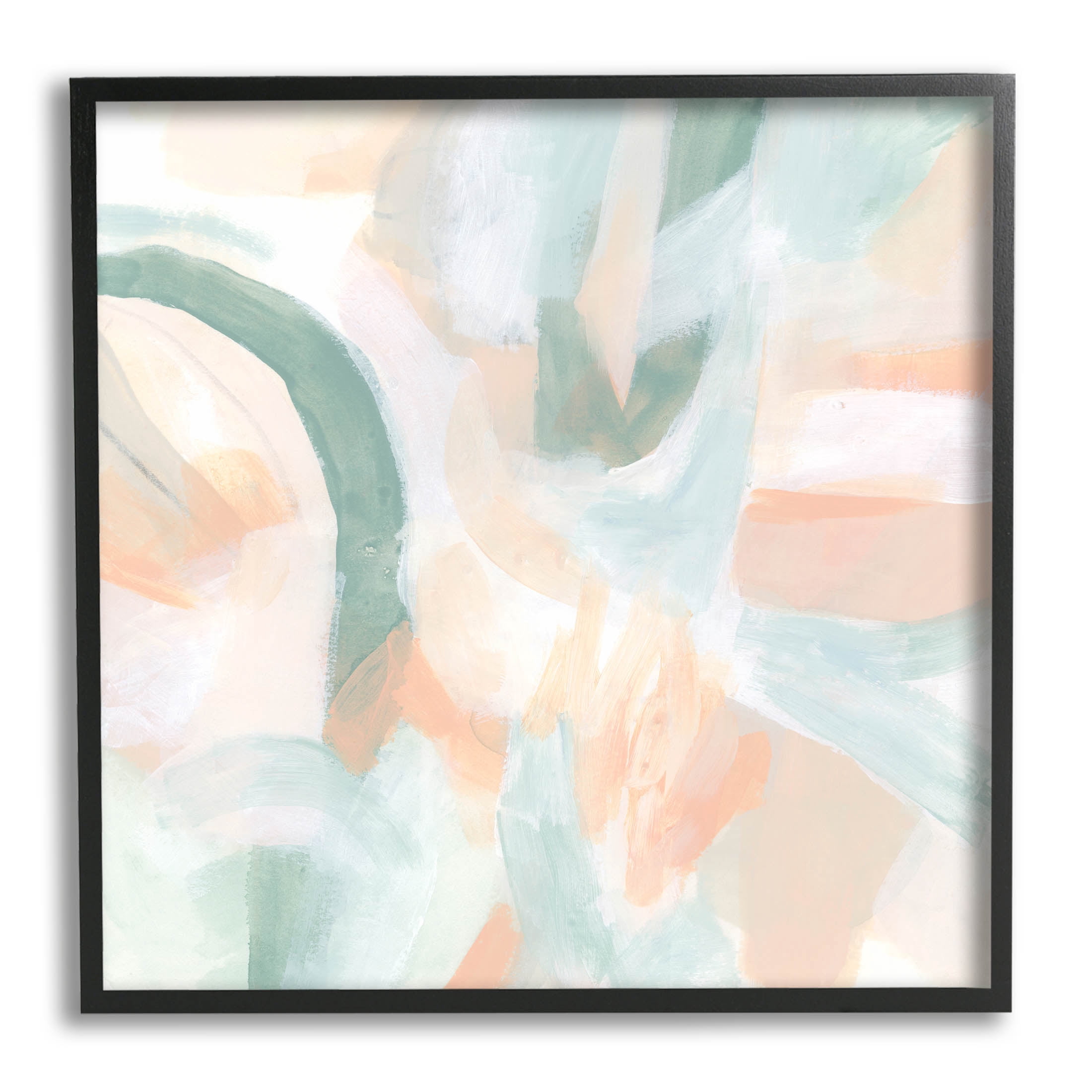 Modern Soft Shapes Arrangement Abstract Painting Black Framed Art Print Wall Art