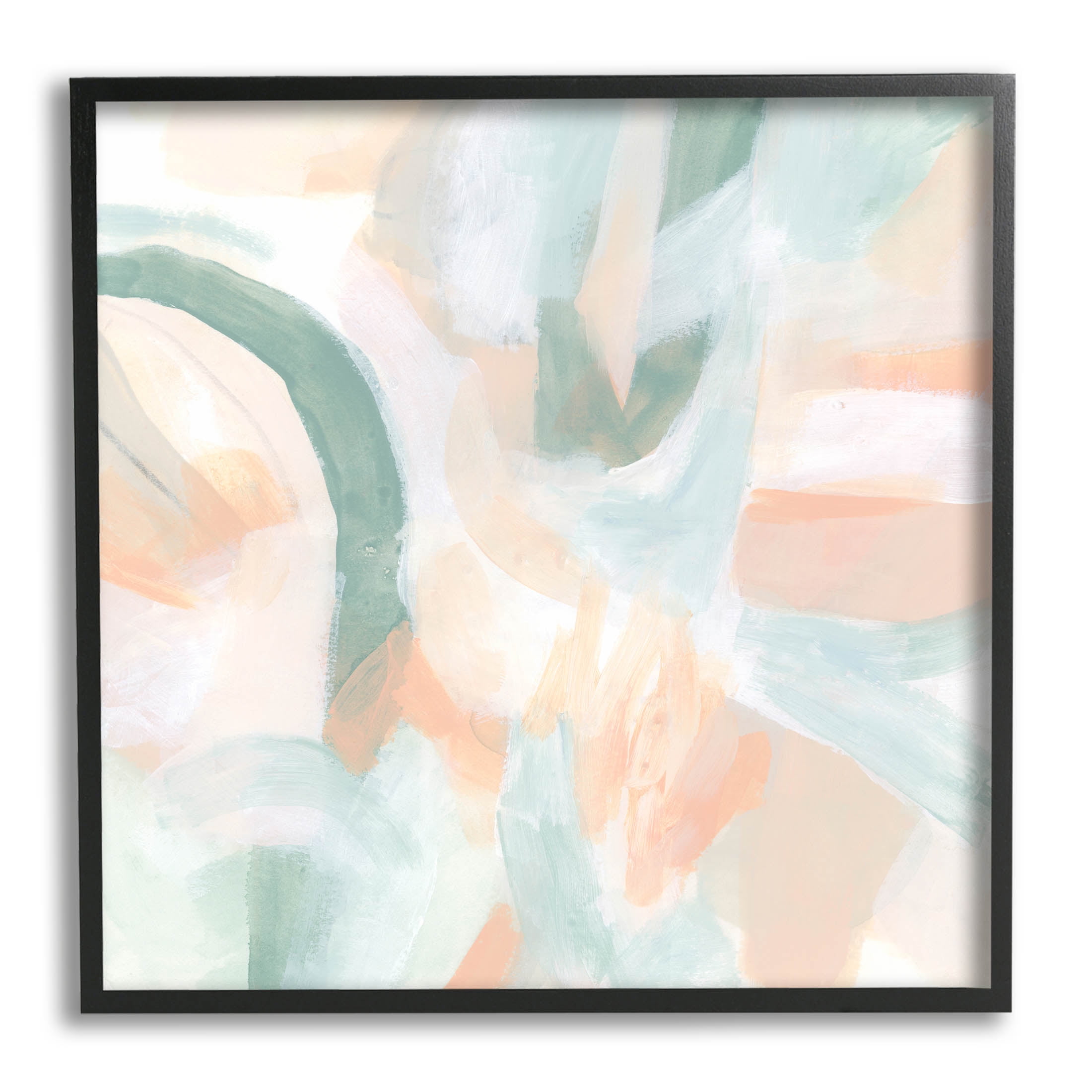 Modern Soft Shapes Arrangement Abstract Painting Black Framed Art Print Wall Art