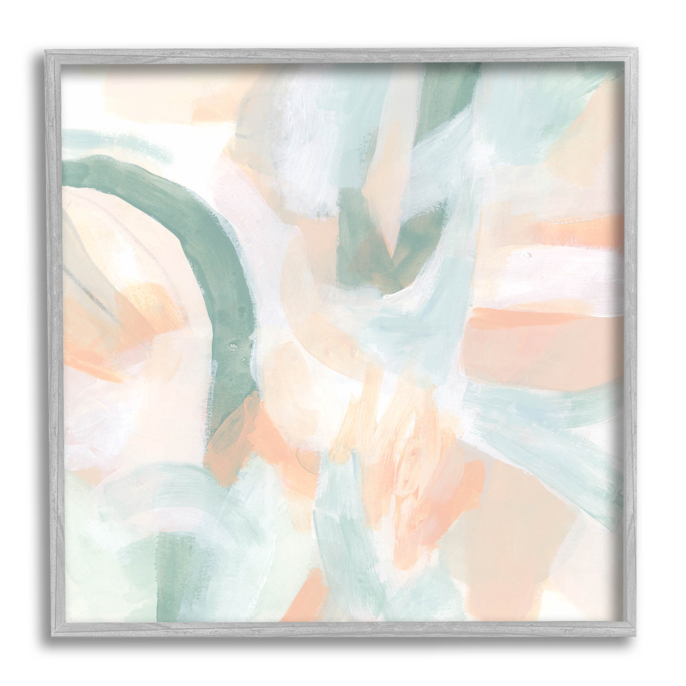 Modern Soft Shapes Arrangement Abstract Painting Gray Framed Art Print Wall Art
