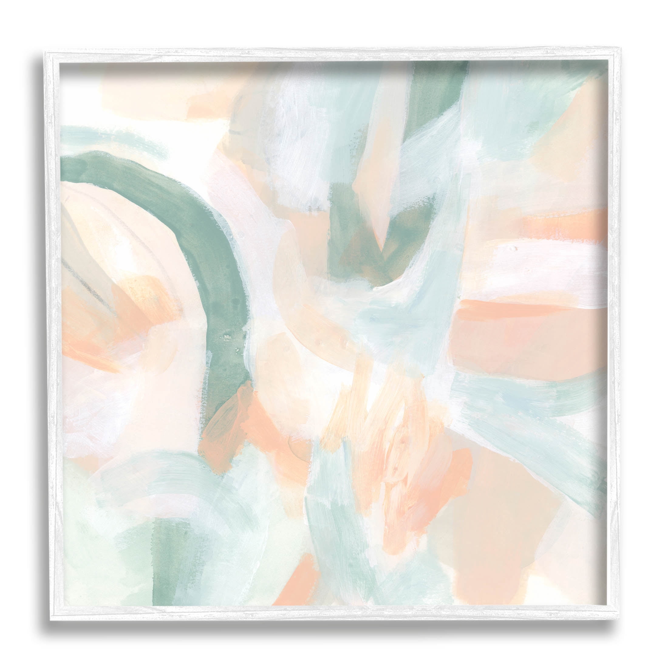 Modern Soft Shapes Arrangement Abstract Painting White Framed Art Print Wall Art