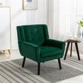 thumbnail image 1 of Accent Chair for Living Room, Mid Century Velvet Upholstered Single Sofa Club Chair with Tight Backrest and Armrest, Ergonomic Leisure Armchair for Indoor Home Bedroom Reading Room, Retro Green, 1 of 7