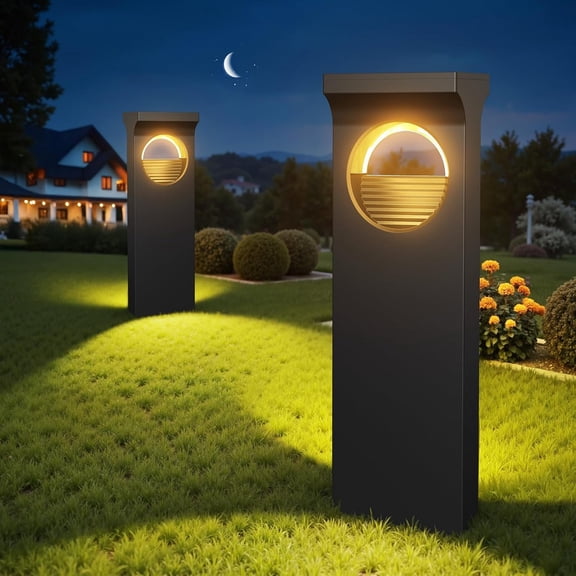 Modern Solar Pathway Lights Outdoor, 6 Pack Upgraded Moon Shaped Landscape Lights - & Solar Decor for Yard, Garden, Path, Walkway Outside Decoration