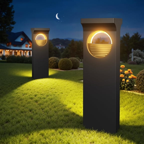 Modern Solar Pathway Lights Outdoor, 6 Pack Upgraded Moon Shaped Landscape Lights - & Solar Decor for Yard, Garden, Path, Walkway Outside Decoration