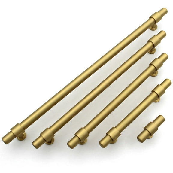 Modern Solid Brass Round Cabinet Bar Pull Handles Drawer Dresser Furniture Knob Handle Appliance Pulls Gold Kitchen cupboard - 1 piece, Size- T Knob