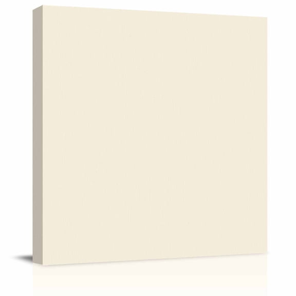 Modern Solid Color Cream Art Canvas Artwork Painting Art, Simple Minimalist Style Square Framed Wall Decorations Prints Picture for Bedroom Kitchen Living Room, 8x8 in