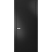 Modern Solid Interior Door with Handle | Planum 0010 Black Matte | Single Regural Panel Frame Trims | Bathroom Bedroom Sturdy Doors-36 x 80