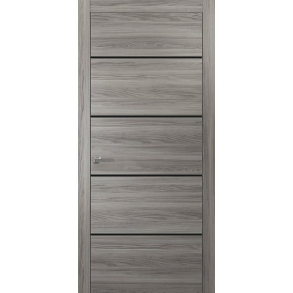 Modern Solid Interior Door with Handle | Planum 0015 Ginger Ash | Single Regural Panel Frame Trims | Bathroom Bedroom Sturdy Doors-18" x 80"