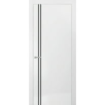 Modern Solid Interior Door with Handle | Planum 0016 White Silk | Single Regural Panel Frame Trims | Bathroom Bedroom Sturdy Doors-30" x 84"