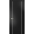 thumbnail image 1 of Modern Solid Interior Door with Handle | Planum 0410 Black Matte | Single Regural Panel Frame Trims | Bathroom Bedroom Sturdy Doors-42" x 84", 1 of 6