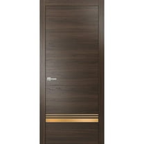 Modern Solid Interior Door with Handle | Planum 2010 Chocolate Ash | Single Regural Panel Frame Trims | Bathroom Bedroom Sturdy Doors-18" x 80"