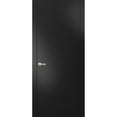 thumbnail image 1 of Modern Solid Interior Pre-Hung Door with Handle | Planum 0010 Black Matte | Single Regural Panel Frame Trims | Bathroom Bedroom Sturdy Doors-30" x 96", 1 of 6