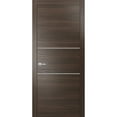 thumbnail image 1 of Modern Solid Interior Pre-Hung Door with Handle | Planum 0110 Chocolate Ash | Single Regural Panel Frame Trims | Bathroom Bedroom Sturdy Doors-28" x 84", 1 of 6
