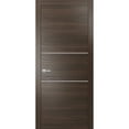 thumbnail image 1 of Modern Solid Interior Pre-Hung Door with Handle | Planum 0110 Chocolate Ash | Single Regural Panel Frame Trims | Bathroom Bedroom Sturdy Doors-42" x 96", 1 of 6