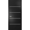 thumbnail image 1 of Modern Solid Interior Pre-Hung Door with Handle | Planum 0210 Black Matte | Single Regural Panel Frame Trims | Bathroom Bedroom Sturdy Doors-30" x 96", 1 of 7