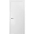 thumbnail image 1 of Modern Solid Interior Pre-Hung Door with Handle | Planum 0010 White Silk | Single Regural Panel Frame Trims | Bathroom Bedroom Sturdy Doors-32" x 84", 1 of 6