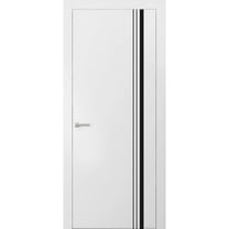 Modern Solid Interior Pre-Hung Door with Handle | Planum 0011 White Silk | Single Regural Panel Frame Trims | Bathroom Bedroom Sturdy Doors-18" x 84"