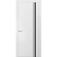 thumbnail image 1 of Modern Solid Interior Pre-Hung Door with Handle | Planum 0011 White Silk | Single Regural Panel Frame Trims | Bathroom Bedroom Sturdy Doors-36" x 84", 1 of 6