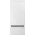 thumbnail image 1 of Modern Solid Interior Pre-Hung Door with Handle | Planum 0012 White Silk | Single Regural Panel Frame Trims | Bathroom Bedroom Sturdy Doors-24" x 96", 1 of 7
